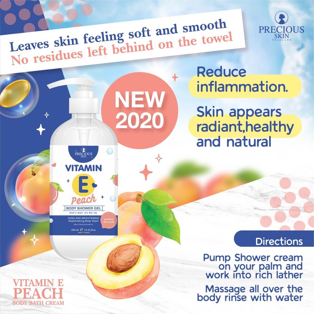 Precious Skin Thailand Vitamin E Peach Body Shower Gel